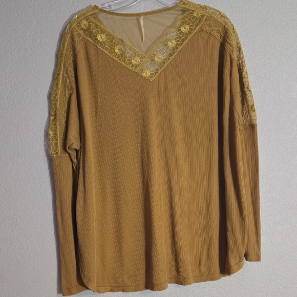 Free People Mustard Lace Blouse - Picture 3 of 5